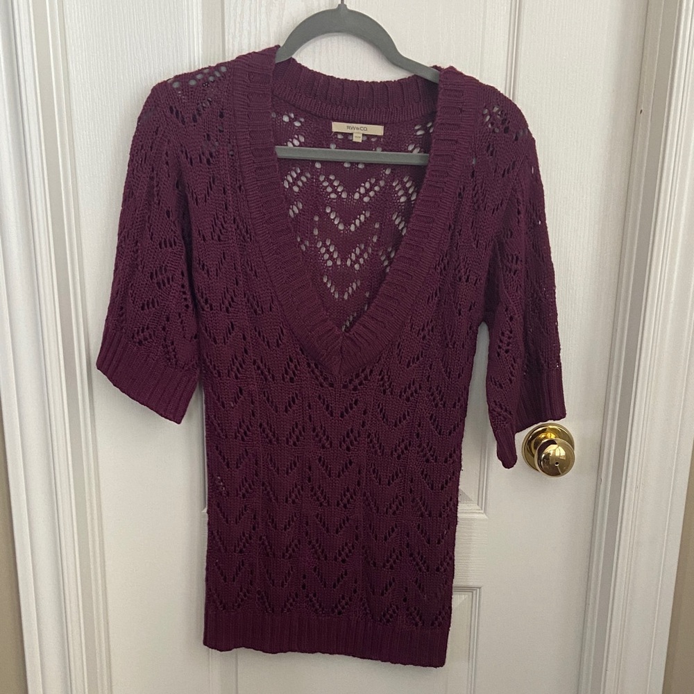 RW&CO. Deep Purple V-Neck Sweater